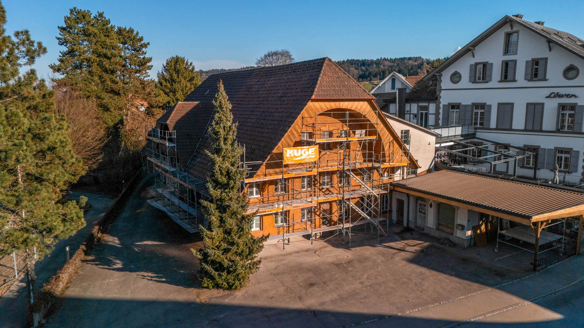 Privatkundengerüste im Einsatz – Foto: KUGE Bau AG
